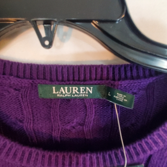 Lauren Ralph Lauren Women’s Size Large Purple Cable Knit Sweater New with Tags - Picture 3 of 5